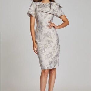 Rickie Freeman by Teri jon silver metallic bow dress NWT Size 2